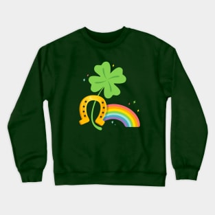 Lucky clover with rainbow and horseshoe Crewneck Sweatshirt